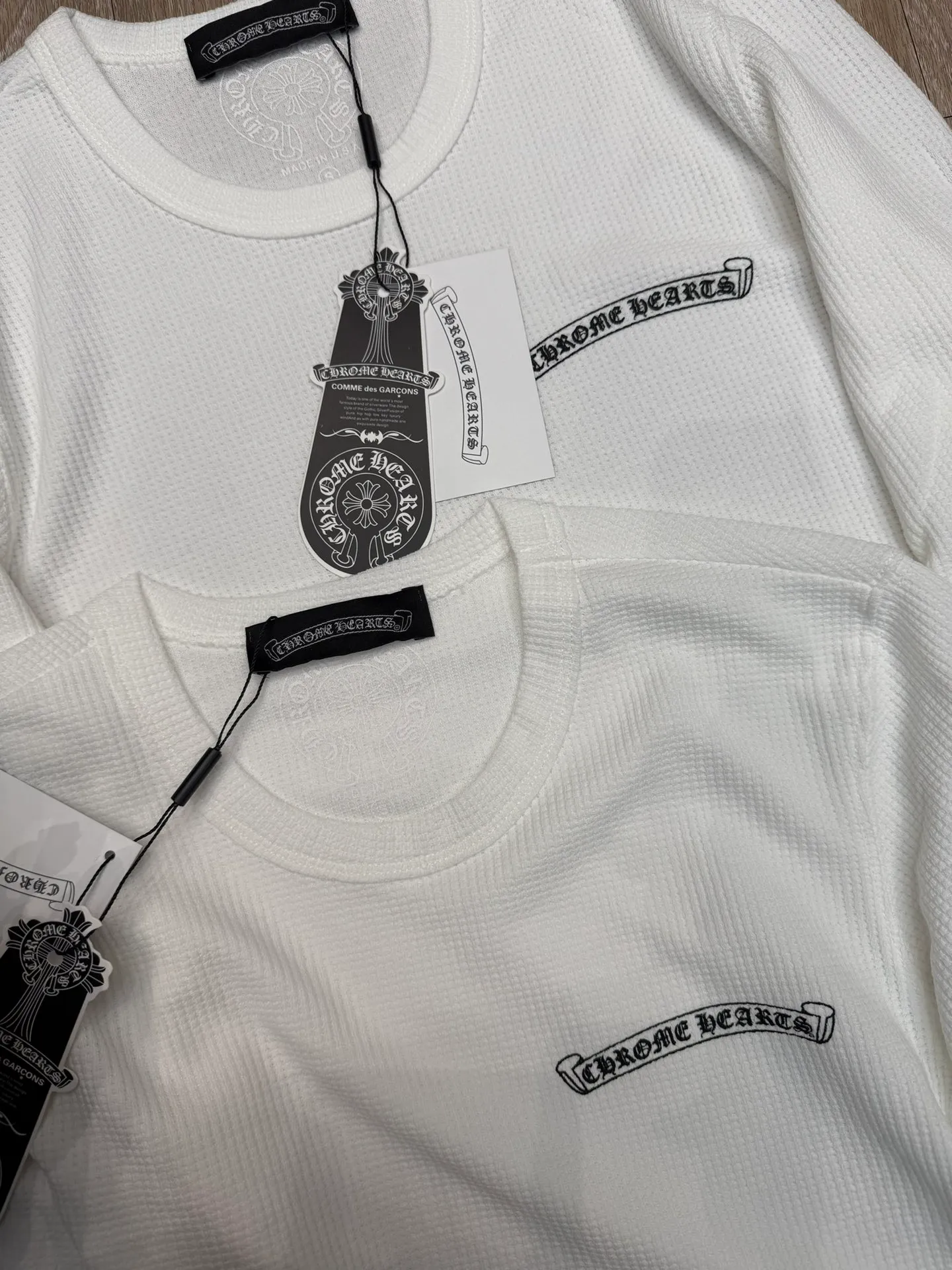 P198 M282#ChromeHeart·25ss new Sanskrit letter printed waffle long-sleeved top✅✅✅ Ready in stock Focus on quality and feel free to compare Size: S M L Color: White